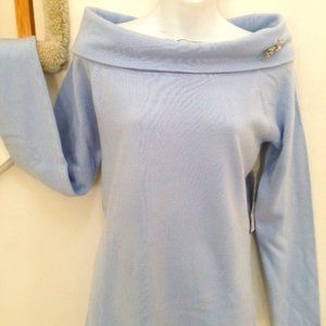 Designers Originals Sweater with Brooch, Size M, 100% Acrylic, Color: Blue